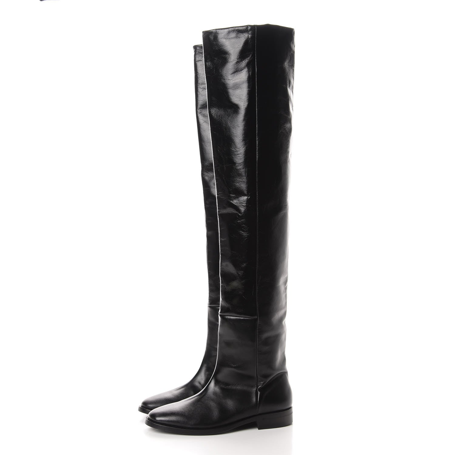 Saint Laurent Calfskin Thigh High Boots 35 Black 3 of 7