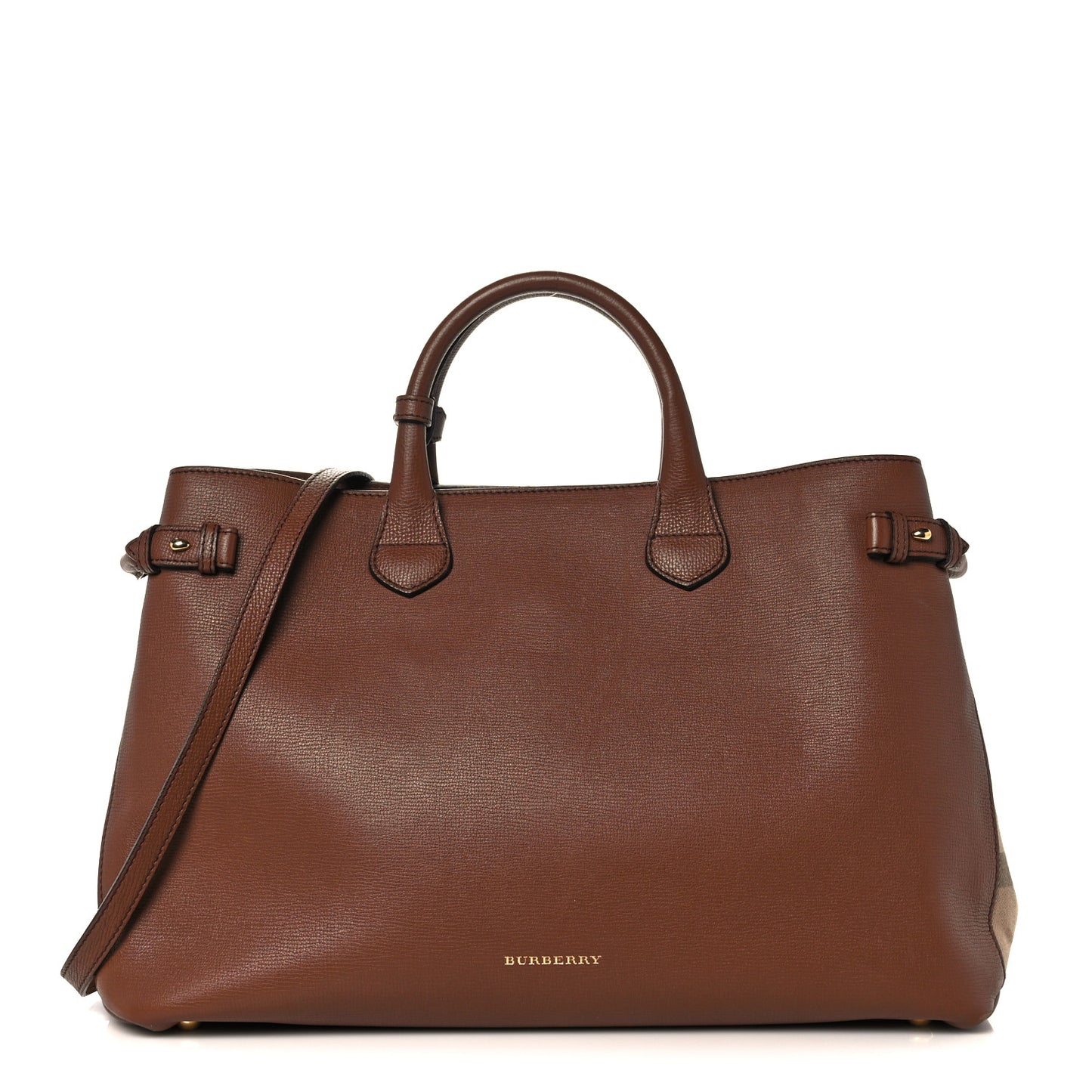 Grainy Calfskin House Check Medium Banner Tote Tan