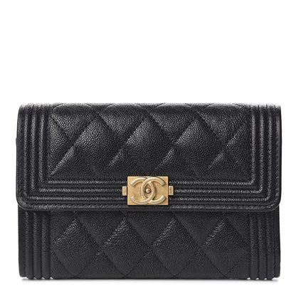 Chanel Caviar Quilted Medium Boy Flap Wallet Black 1 of 9