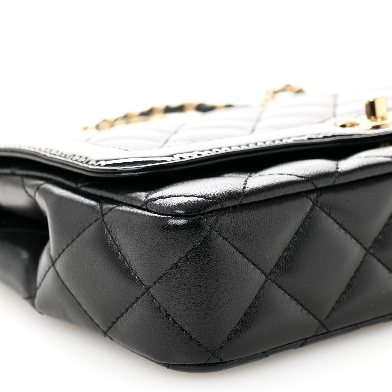 Chanel Lambskin Patent Calfskin Quilted Small Flap Bag Black 9 of 11