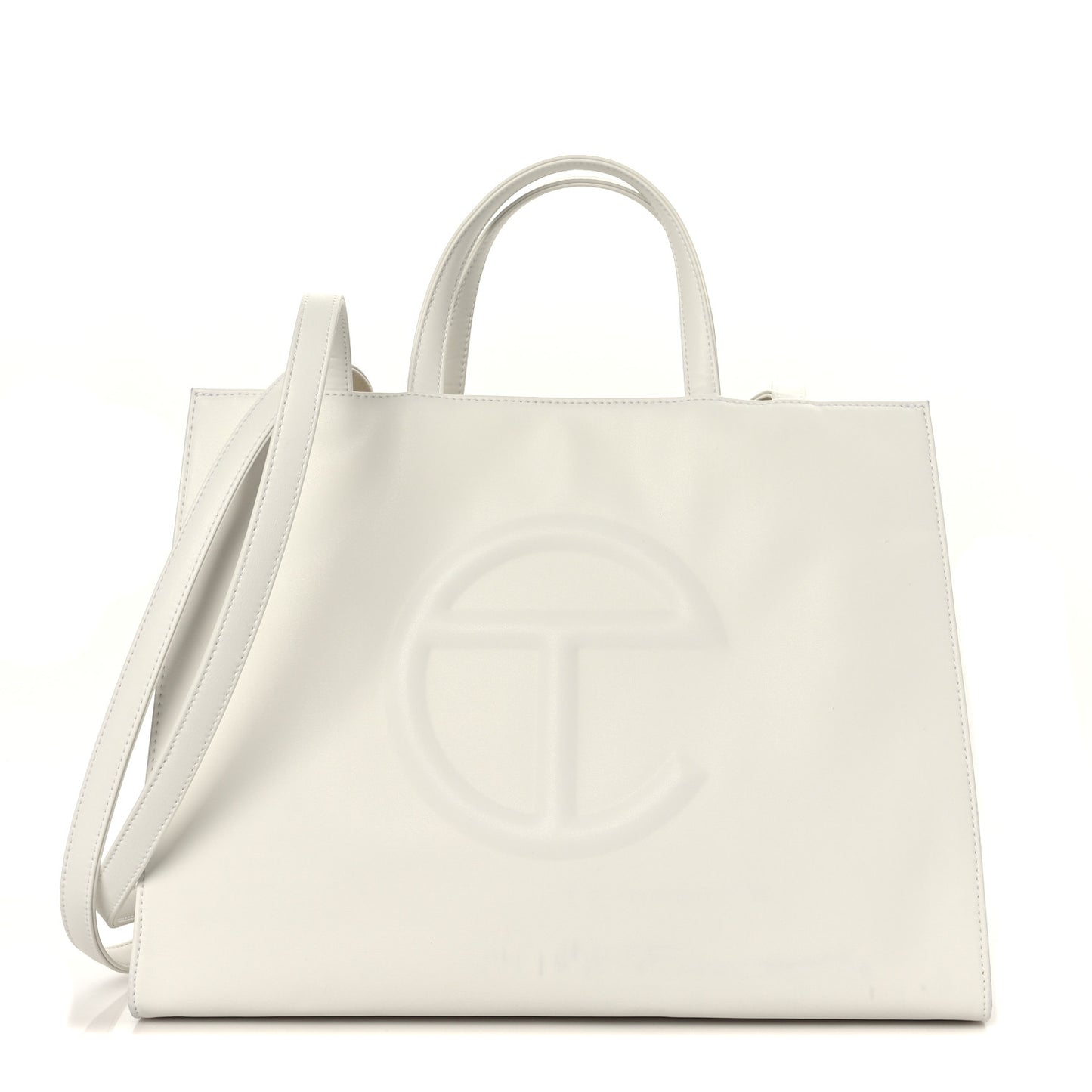 Vegan Leather Medium Shopping Bag White