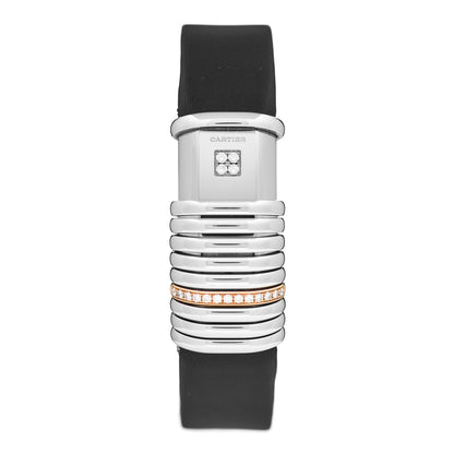 Cartier Stainless Steel 18K Pink Gold Satin Diamond 16mm Declaration Quartz Watch 2 of 5