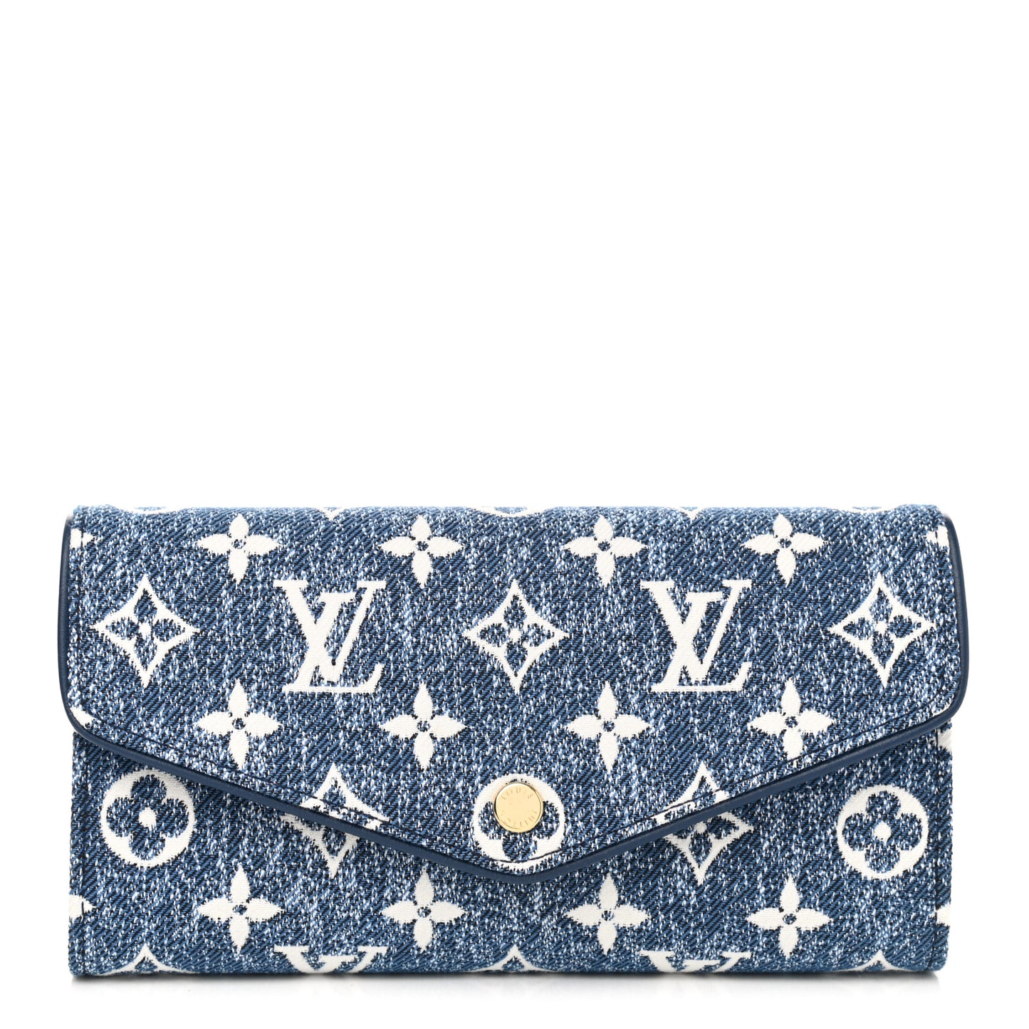 Monogram Jacquard Denim Sarah Wallet Bleu