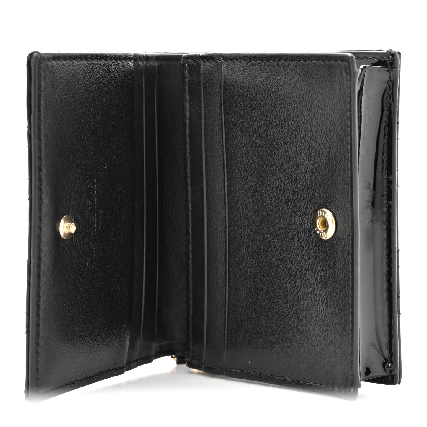 Patent Cannage Small Lady Dior Flap Card Holder Black