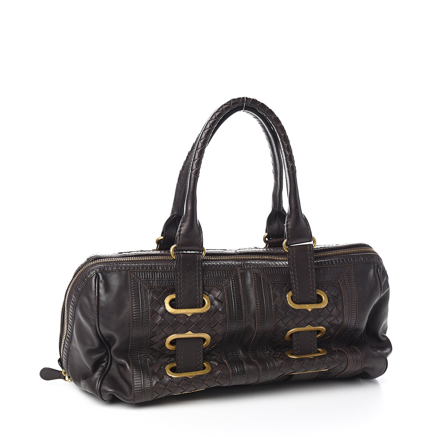 Bottega Veneta Nappa Intrecciato Accordion Satchel Moro 2 of 12