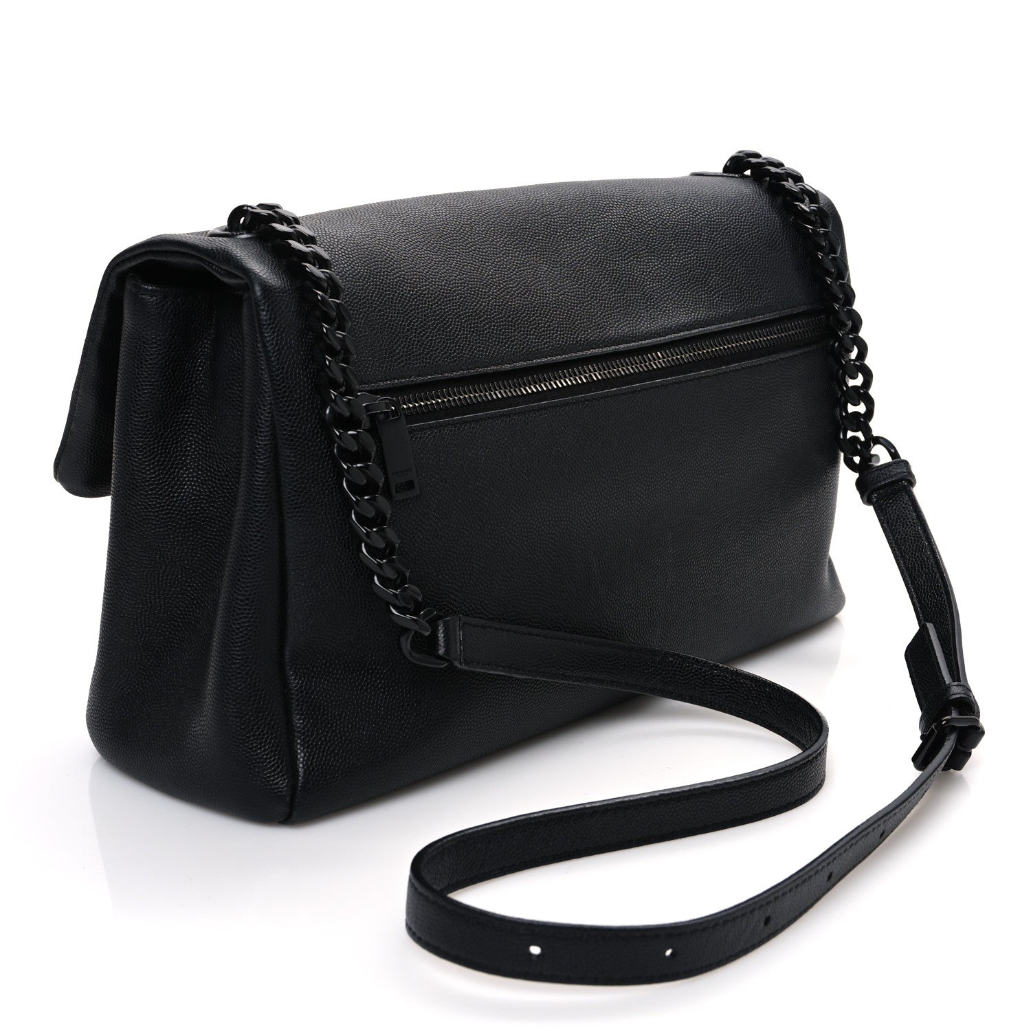 Saint Laurent Grain De Poudre Medium West Hollywood Monogram Fold-Over Black 2 of 17
