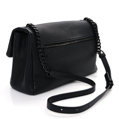 Saint Laurent Grain De Poudre Medium West Hollywood Monogram Fold-Over Black 2 of 17