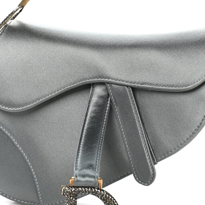 Christian Dior Satin Crystal Mini Saddle Bag Blue Gray 7 of 9