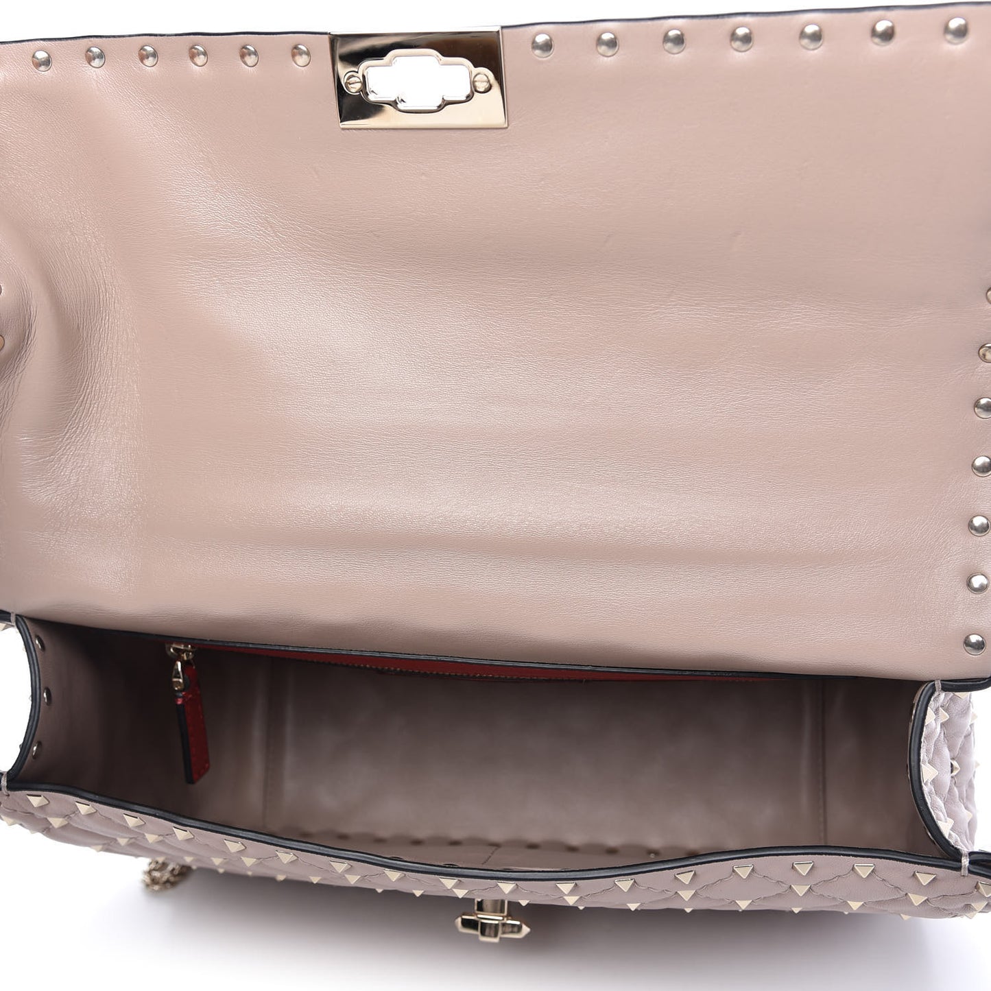 Nappa Large Rockstud Spike Shoulder Bag Poudre