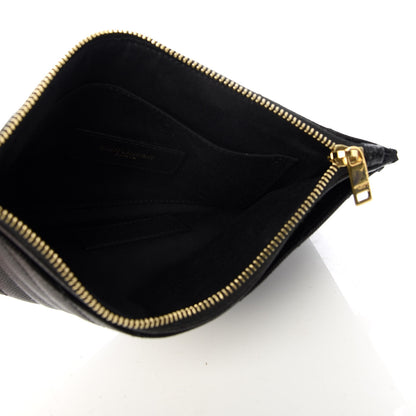 Saint Laurent Grain De Poudre Chevron Monogram Bill Pouch Black 5 of 8