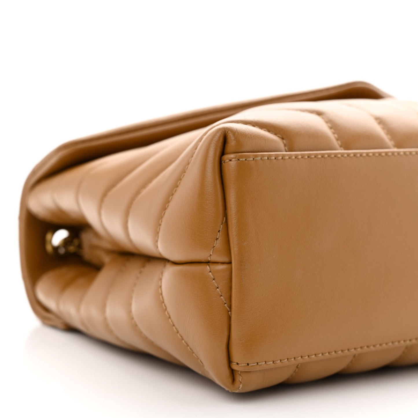 Calfskin Y Quilted Monogram Small Loulou Chain Satchel Dark Natural