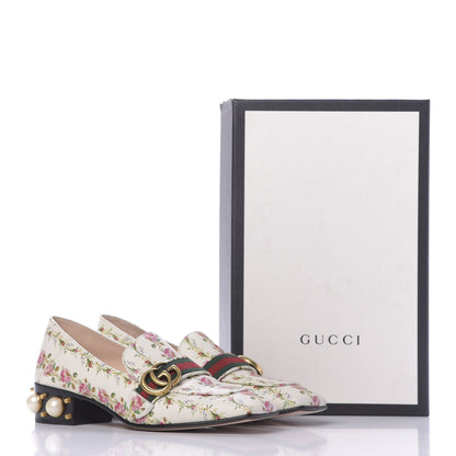 Gucci Calfskin Web Pearl Floral Embellished Peyton Loafer 39 White Multicolor 11 of 11