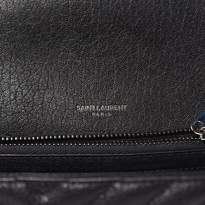 Saint Laurent Sheepskin Matelasse Chevron Monogram Medium College Bag Black 6 of 11