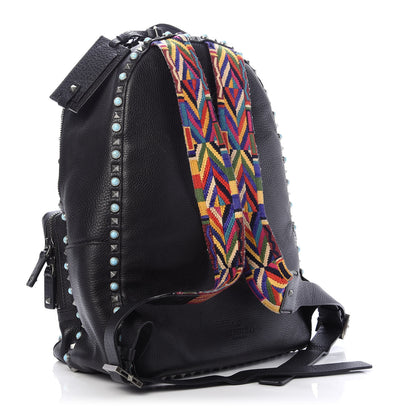 Valentino Garavani Pebbled Calfskin Medium Rockstud Rolling Backpack Black 2 of 14