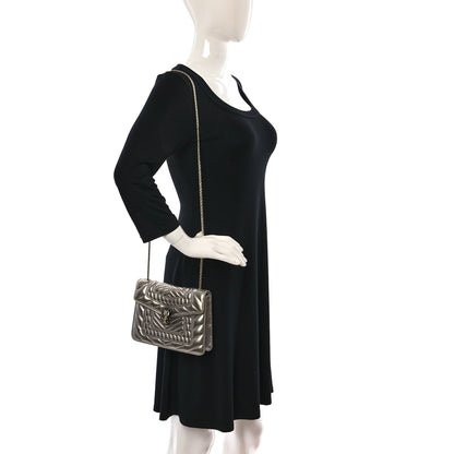 Bulgari Metallic Calfskin Quilted Serpenti Forever Shoulder Bag Silver 2 of 15