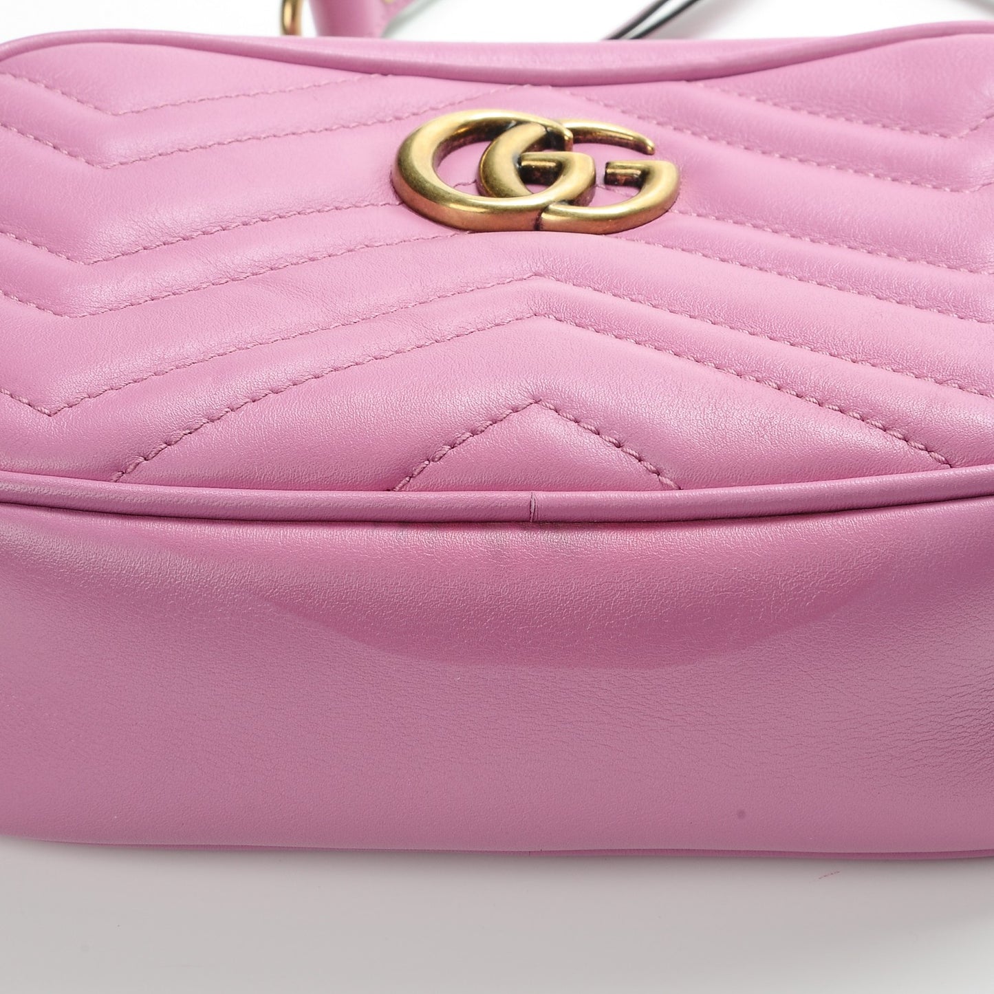 Calfskin Matelasse Mini GG Marmont Chain Shoulder Bag Candy Mousse