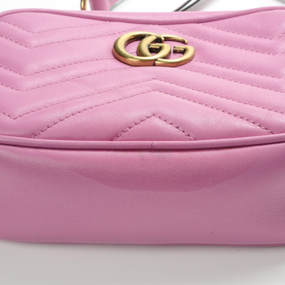Gucci Calfskin Matelasse Mini GG Marmont Chain Shoulder Bag Candy Mousse 9 of 9