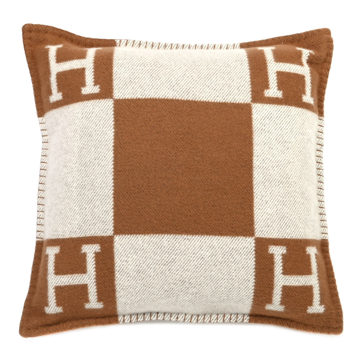 Hermes Wool Cashmere Avalon Pillow PM Ecru Camel 1 of 4