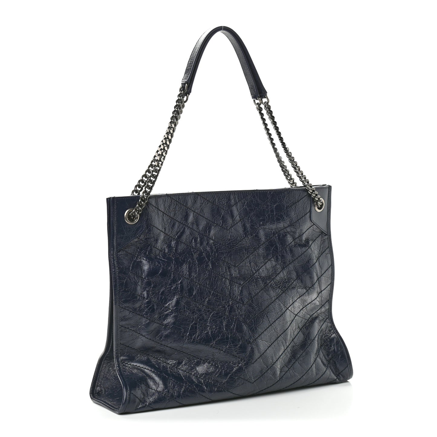 Crinkled Calfskin Matelasse Monogram Niki Shoulder Bag Deep Marine