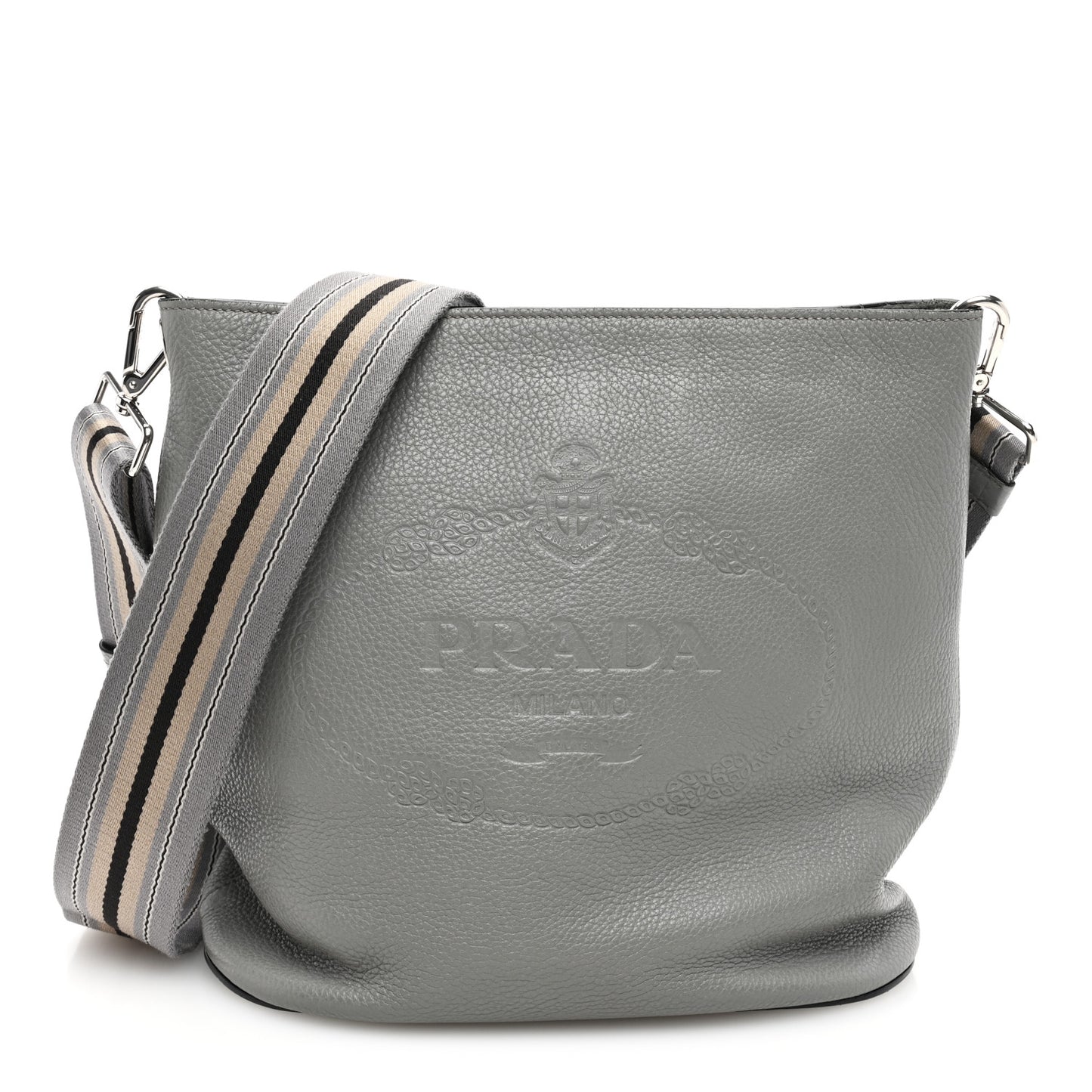Vitello Phenix Embossed Logo Hobo Argilla