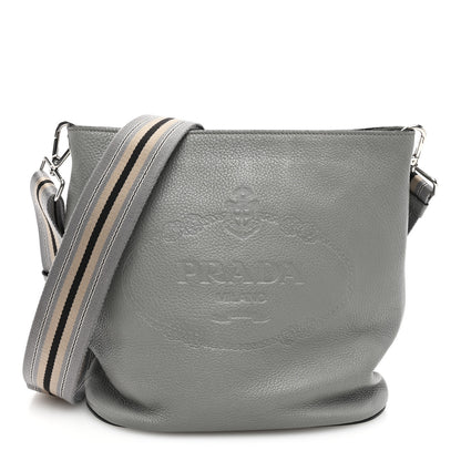 Prada Vitello Phenix Embossed Logo Hobo Argilla 1 of 9