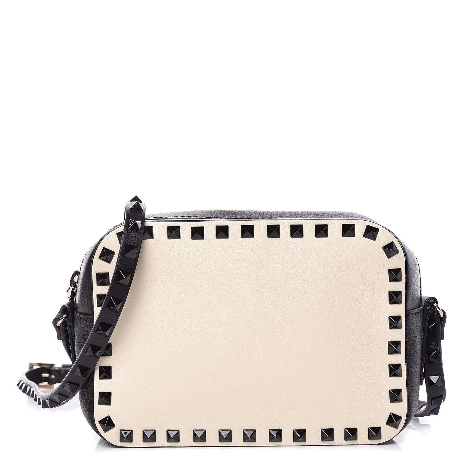 Valentino Garavani Calfskin Rockstud Camera Crossbody Bag Ivory Black 1 of 11