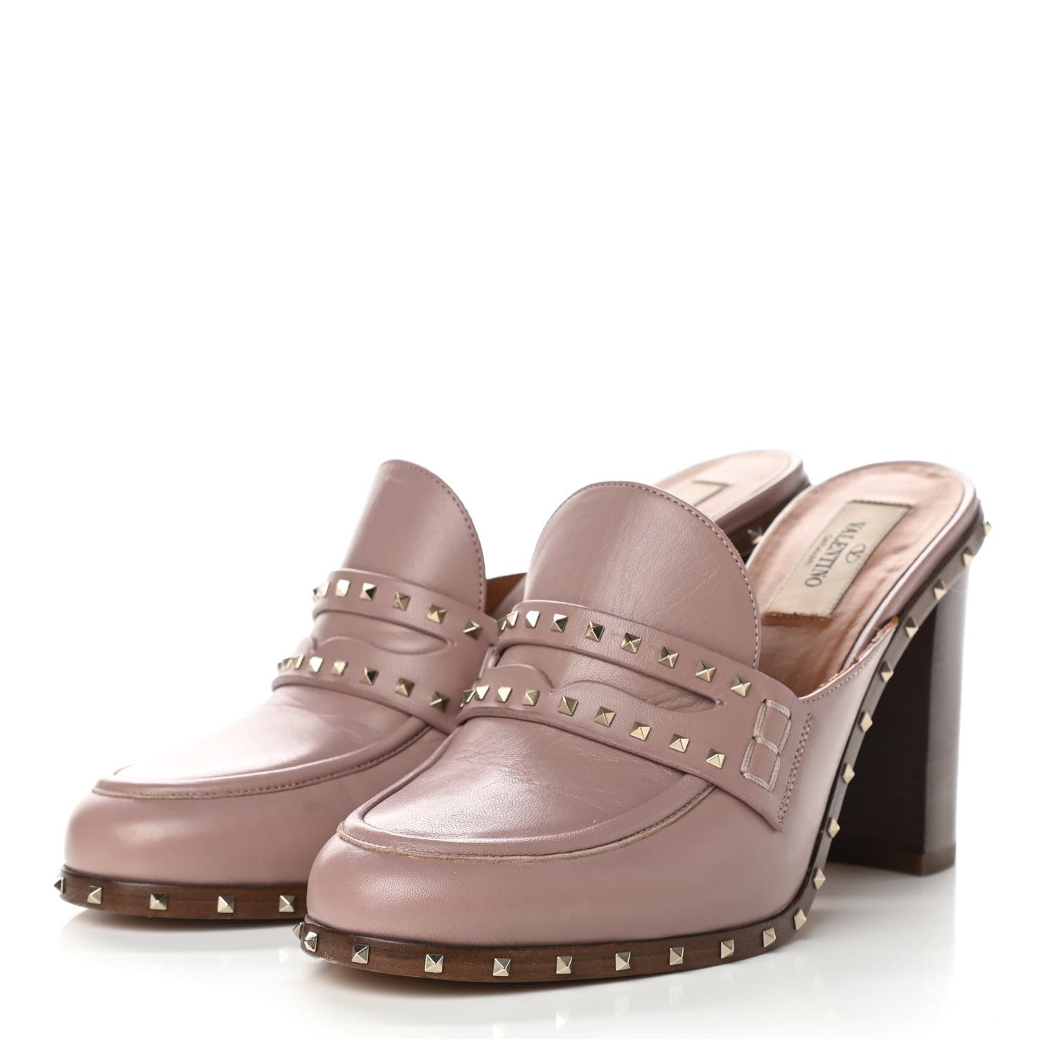 Valentino Garavani Nappa Soul Rockstud High Heel Mules 38.5 Lipstick 3 of 11