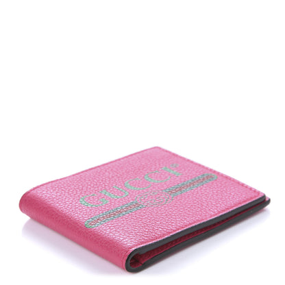 Gucci Grained Calfskin Logo Bi-Fold Wallet Box Pink Green 4 of 8