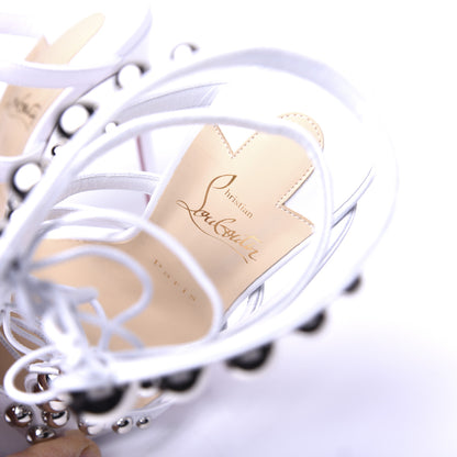 Christian Louboutin Kid Amazoubille 120 Studded Gladiator Sandals 37.5 Latte Silver 8 of 18