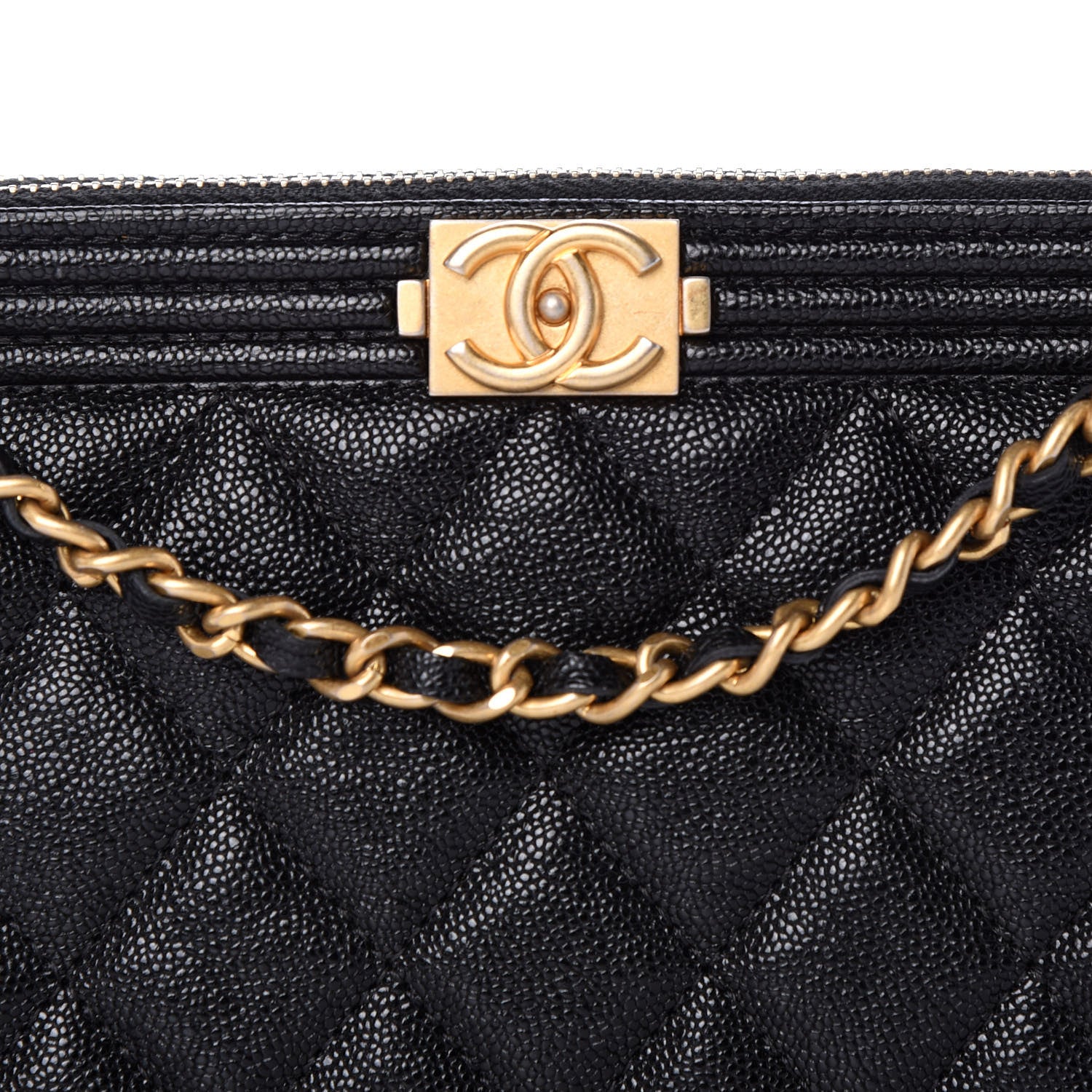 Chanel Caviar Quilted Small Boy Clutch With Chain Black 12 of 13