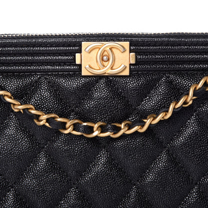 Chanel Caviar Quilted Small Boy Clutch With Chain Black 12 of 13