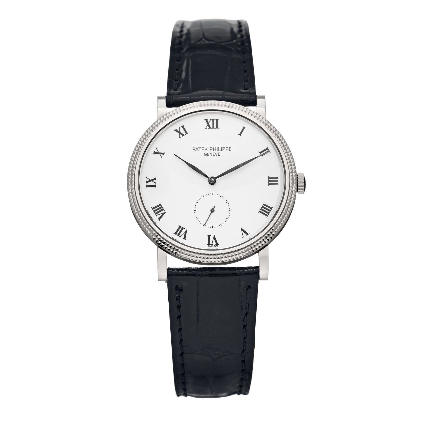 18K White Gold Alligator 33mm Calatrava Manual Winding Watch 3919G-001