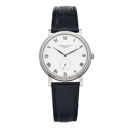 Patek Philippe 18K White Gold Alligator 33mm Calatrava Manual Winding Watch 3919G-001 1 of 5
