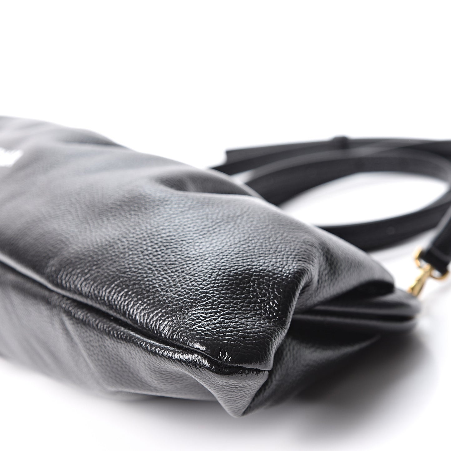 Grained Calfskin Logo XL Cloud Clutch Black