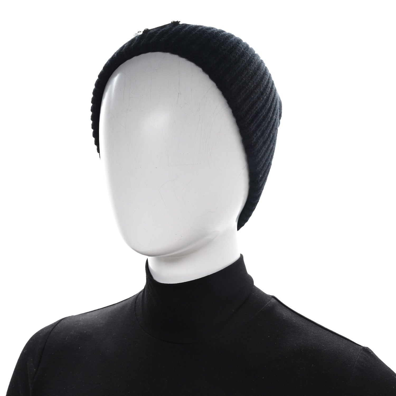 Louis Vuitton Wool LV initials Monogram Beanie Hat Black 2 of 6