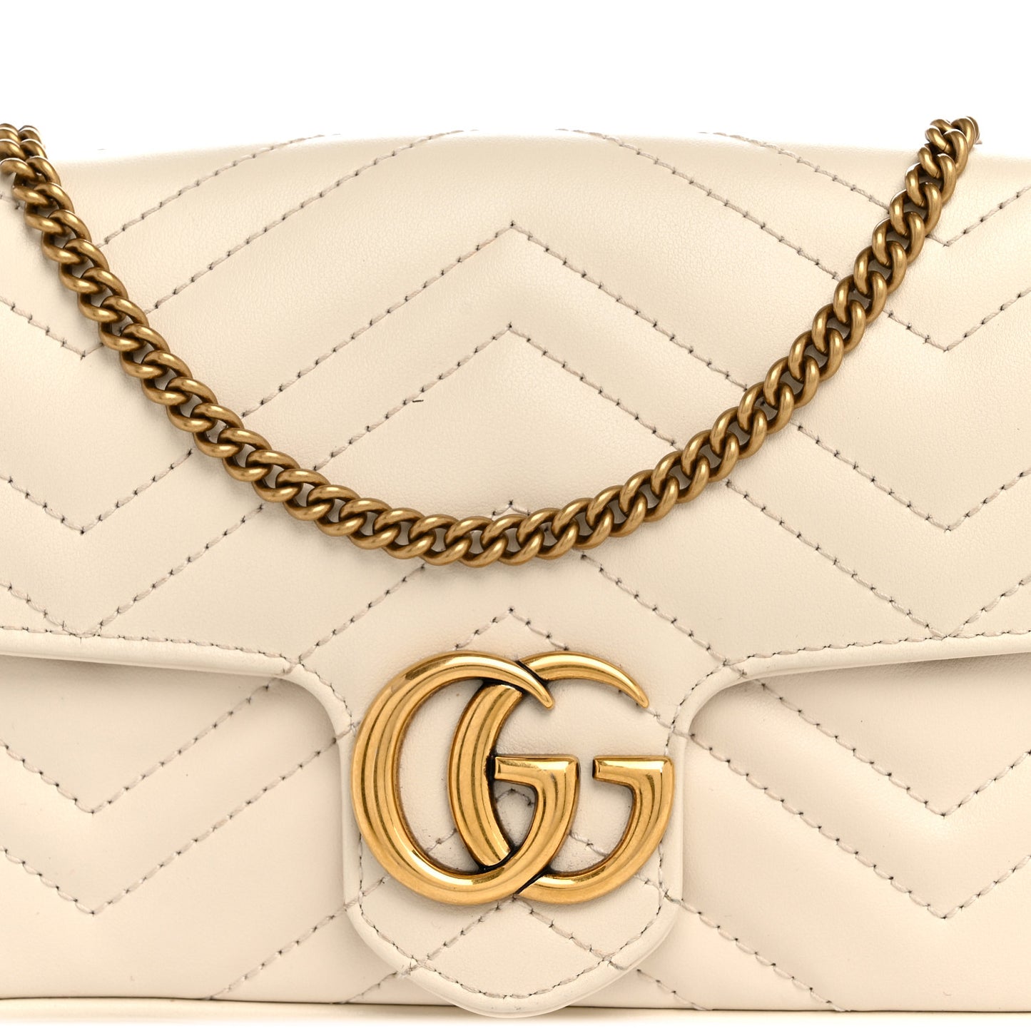 Calfskin Matelasse Mini GG Marmont Shoulder Bag With Card Holder White Black