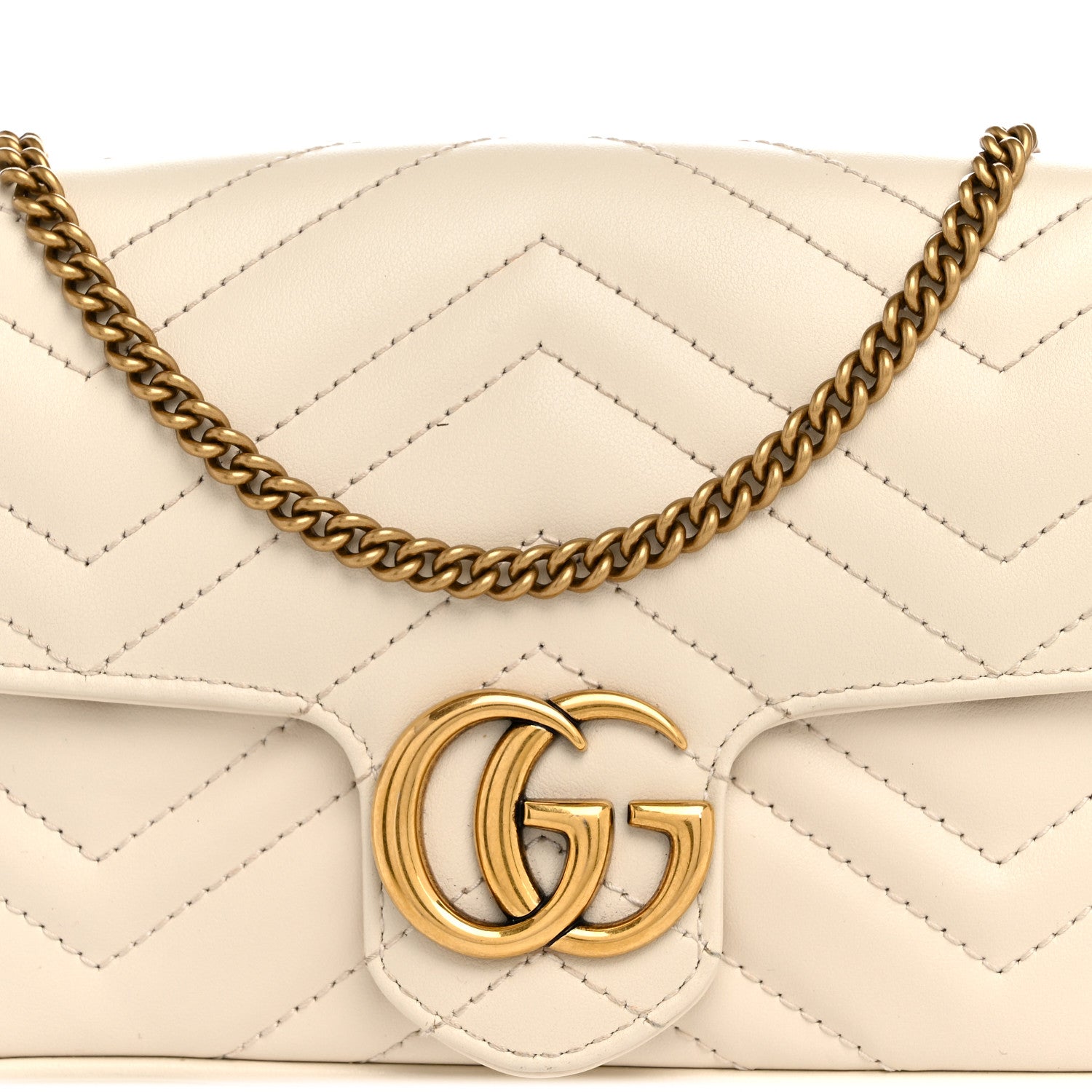 Gucci Calfskin Matelasse Mini GG Marmont Shoulder Bag With Card Holder White Black 9 of 12