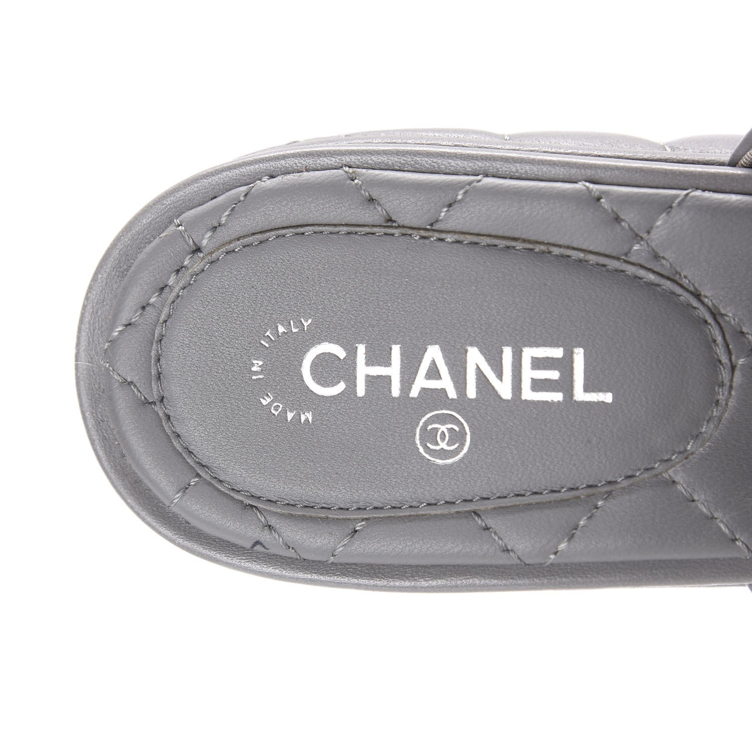Chanel Lambskin Quilted CC Chain Mules 40 Grey 7 of 9