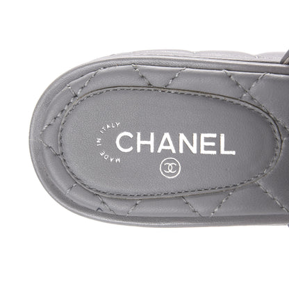 Chanel Lambskin Quilted CC Chain Mules 40 Grey 7 of 9