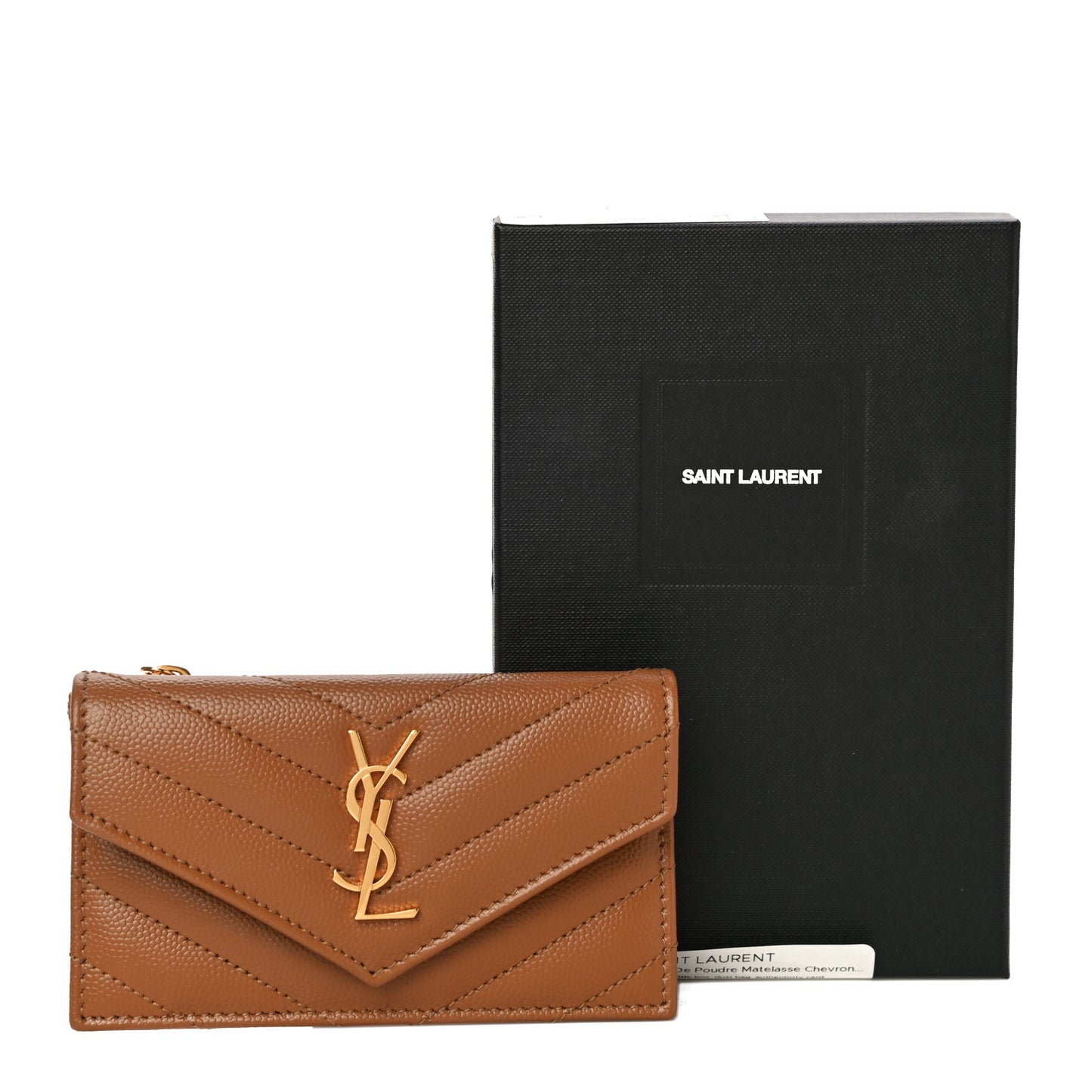 Grain De Poudre Matelasse Chevron Monogram Compact Wallet Natural Dark