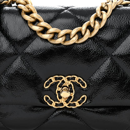 Chanel Shiny Crumpled Calfskin Quilted Medium Chanel 19 Flap Black 8 of 10