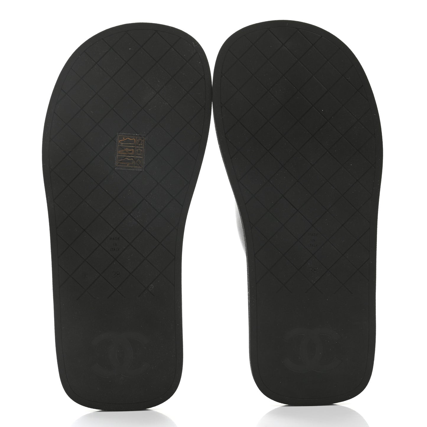 Lambskin CC Thong Sandals 38 Black