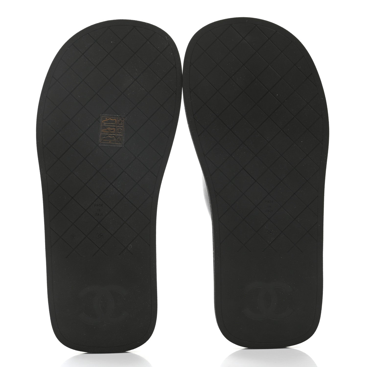 Chanel Lambskin CC Thong Sandals 38 Black 4 of 9