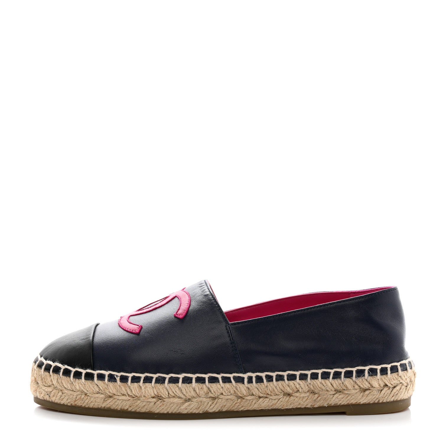 Chanel Lambskin CC Espadrilles 37 Navy Fuchsia Black 1 of 9