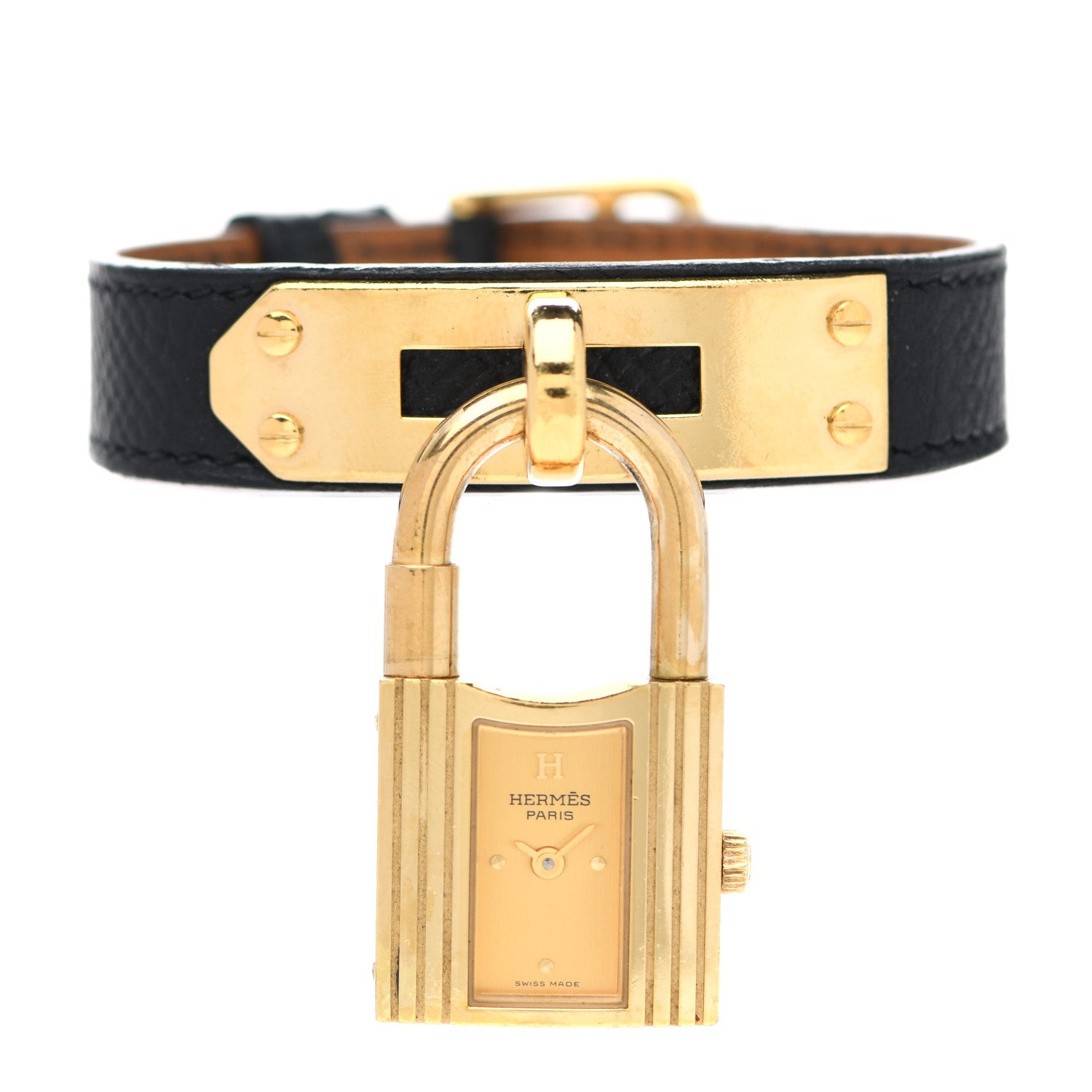 Hermes Stainless Steel Epsom 20mm Kelly Cadena Quartz Watch Noir 1 of 6