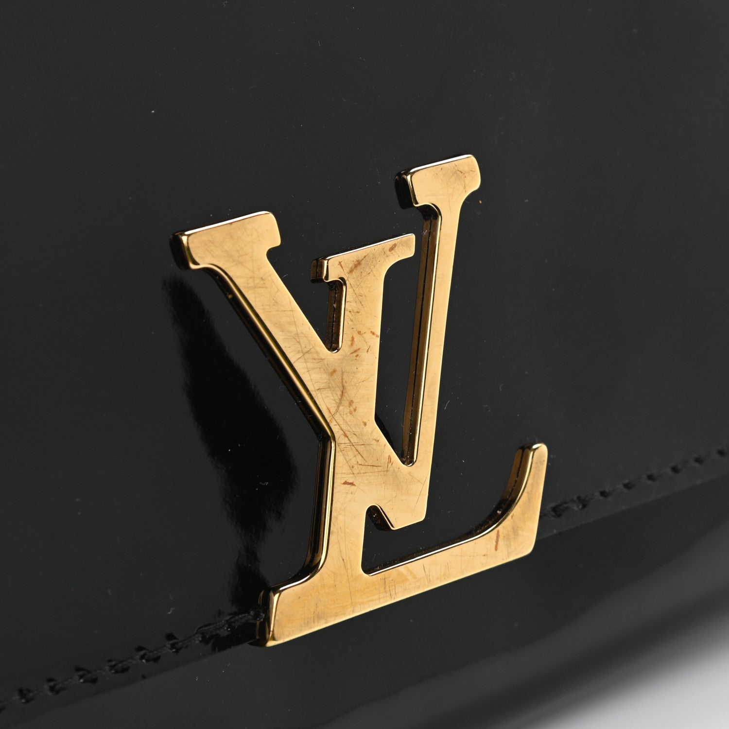 Louis Vuitton Patent Louise PM Chain Clutch Black 10 of 12