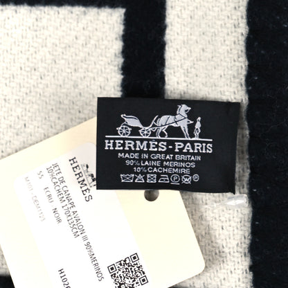 Hermes Wool Cashmere Avalon III Blanket Ecru Black 3 of 3