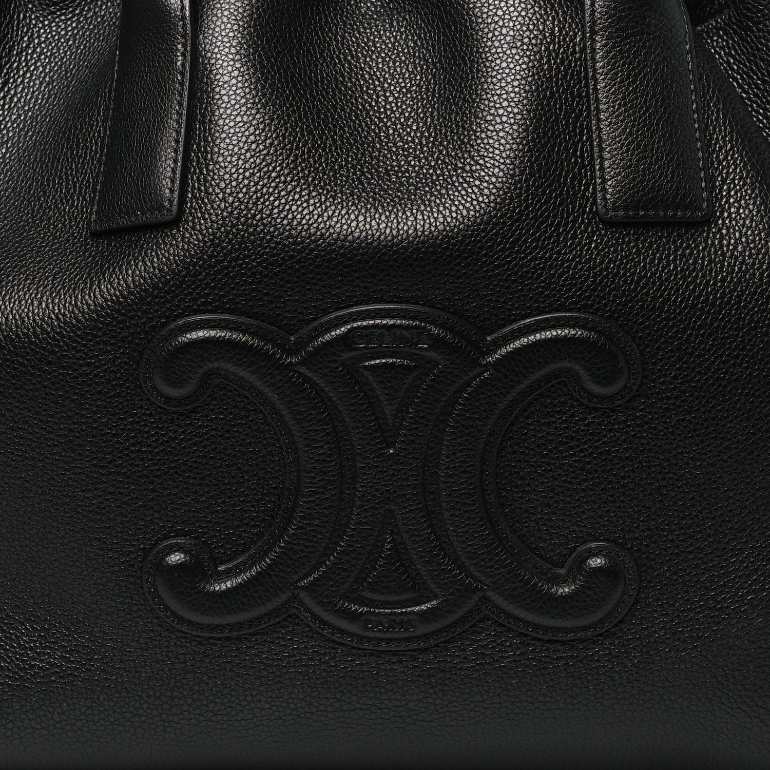 Celine Smooth Calfskin Cuir Triomphe Cabas Drawstring Black 8 of 10