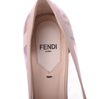 Fendi Technical Mesh Vitello Gommato FF Colibri 85mm Pumps 38 Rose Nudo 7 of 9