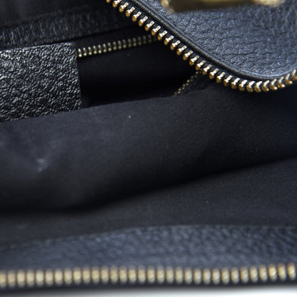 Gucci Pebbled Calfskin Web Bamboo Ring Hobo Black 9 of 11